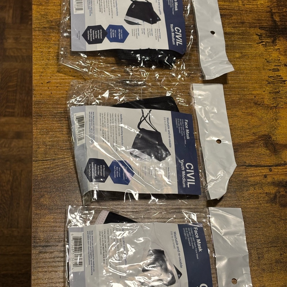 Civil Kids Black Face Masks